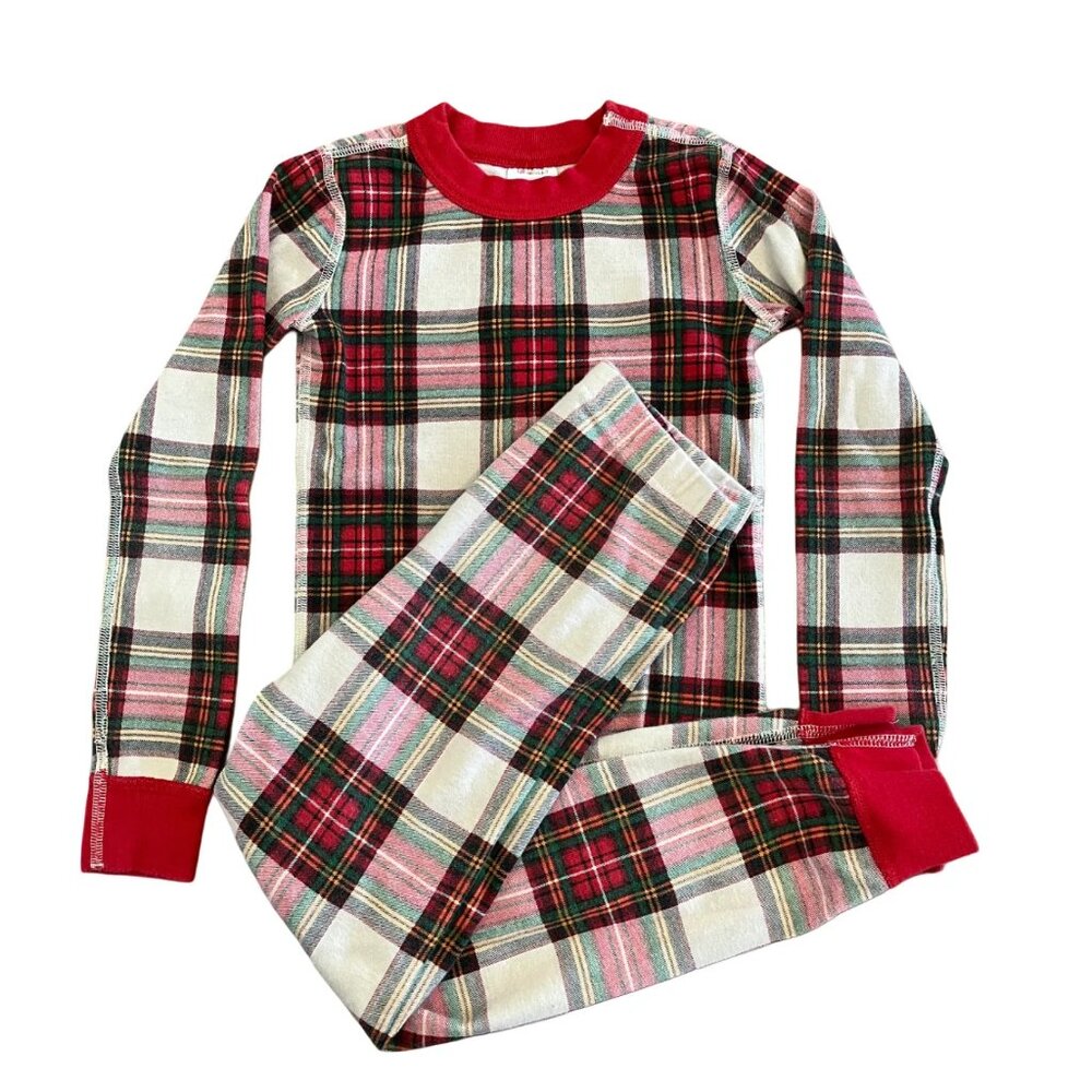 Hanna Andersson Christmas Tartan‎ Plaid Pajamas Kids 6-7 Organic Cotton